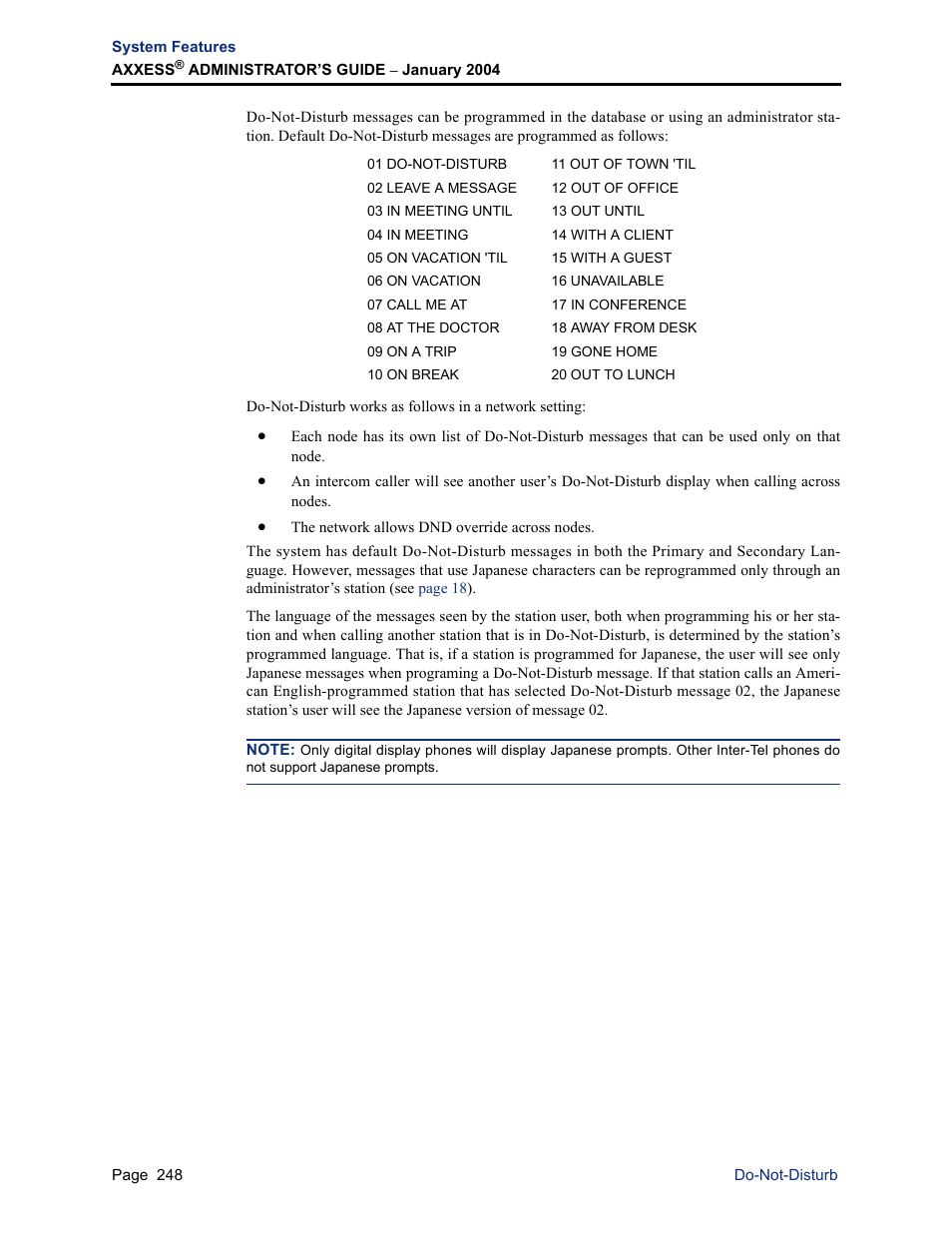 Inter-Tel Axxess User Manual | Page 264 / 342