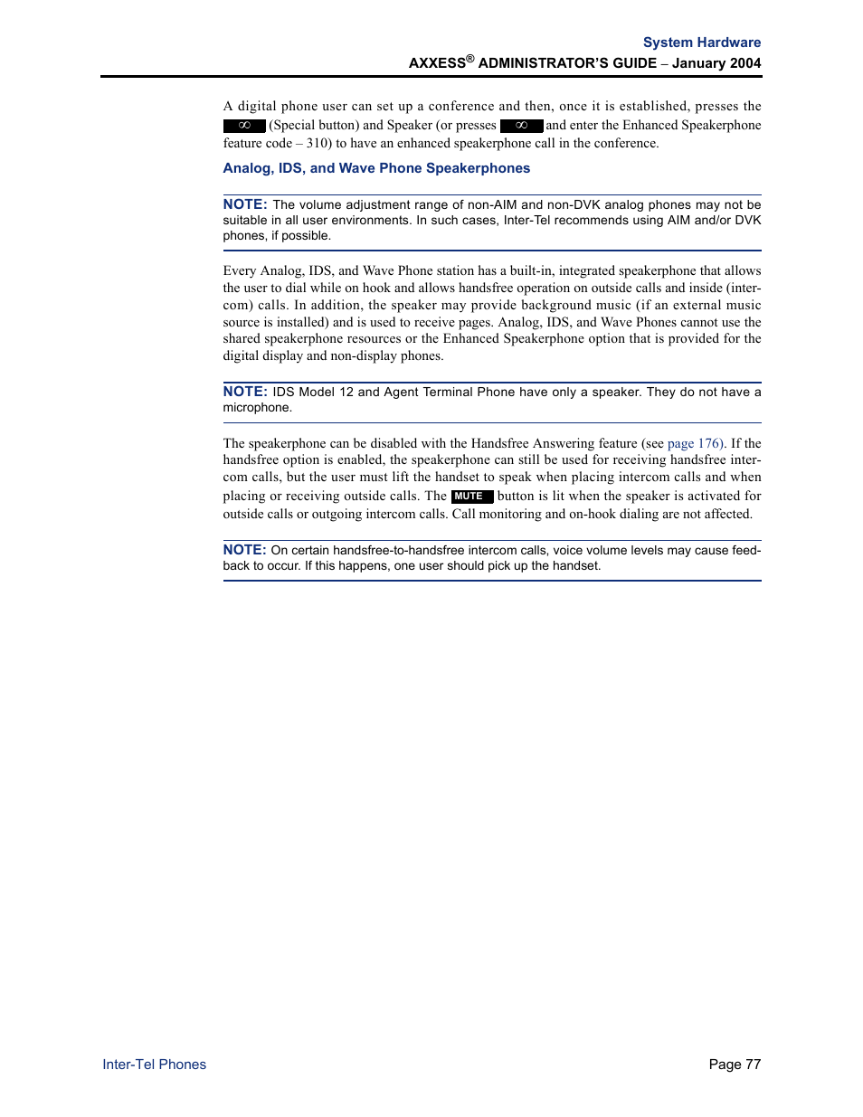 Analog, ids, and wave phone speakerphones | Inter-Tel Axxess User Manual | Page 93 / 342