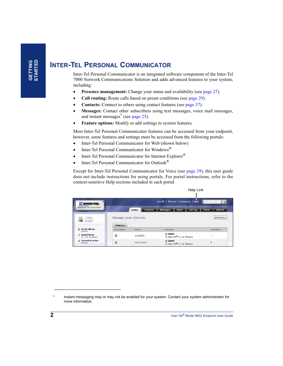 Inter-tel personal communicator, Nter, Ersonal | Ommunicator | Inter-Tel 8622 User Manual | Page 16 / 90