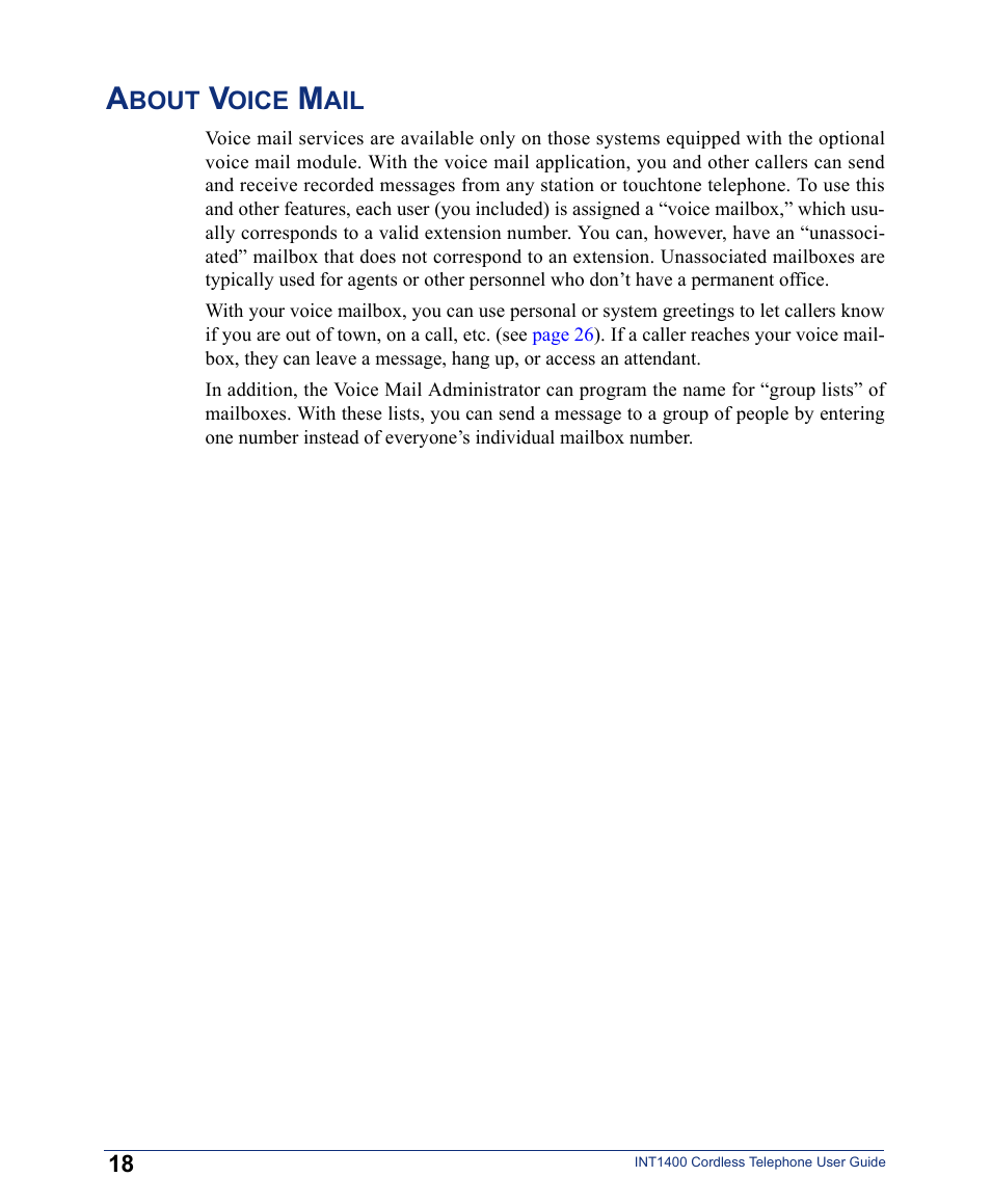 About voice mail | Inter-Tel INT1400 User Manual | Page 30 / 44