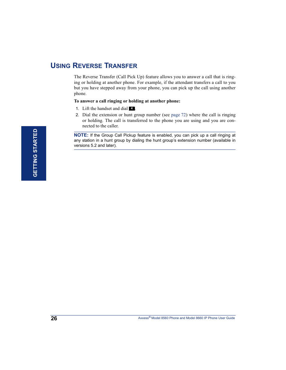 Using reverse transfer | Inter-Tel AXXESS 8660 User Manual | Page 36 / 98