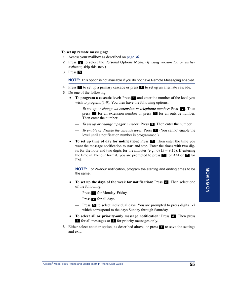 Moving on | Inter-Tel AXXESS 8660 User Manual | Page 65 / 98