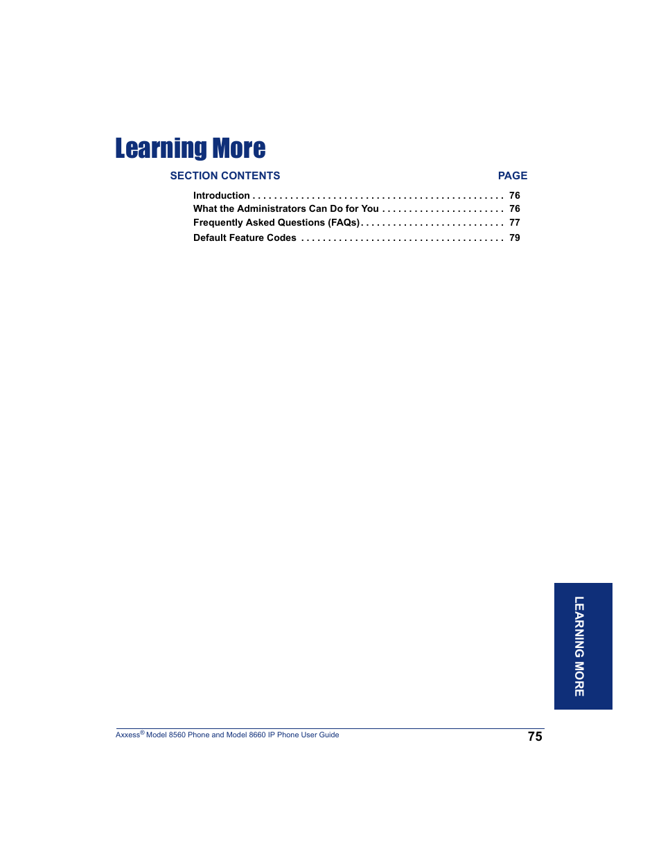 Learning more | Inter-Tel AXXESS 8660 User Manual | Page 85 / 98