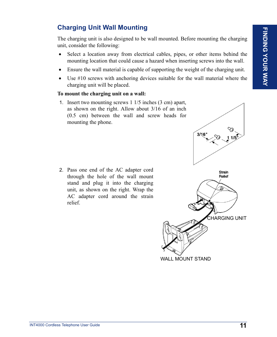 Charging unit wall mounting | Inter-Tel INT4000 User Manual | Page 23 / 92