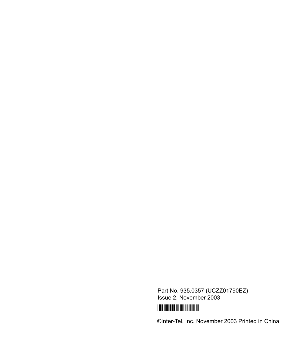 Back cover | Inter-Tel INT4000 User Manual | Page 92 / 92