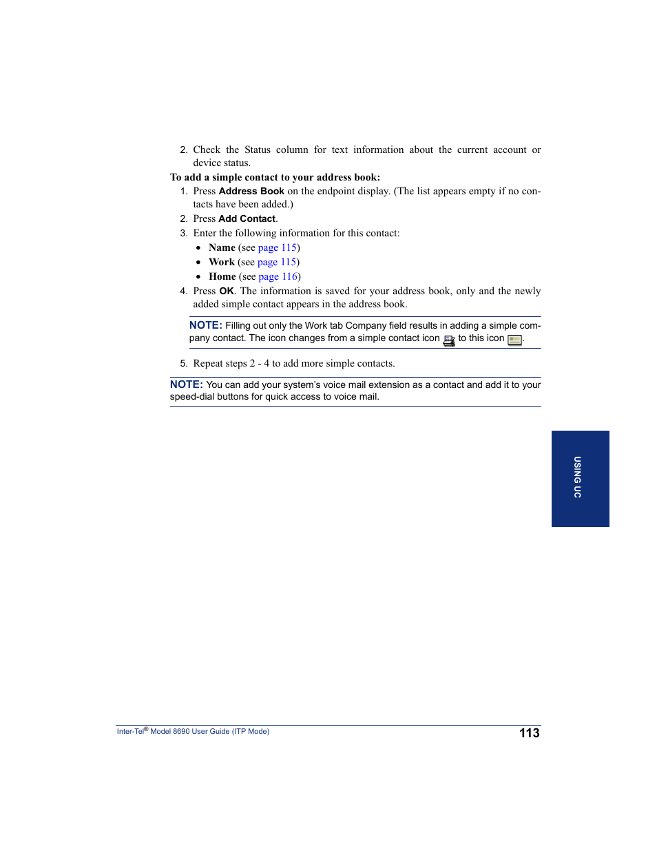 Inter-Tel ENDPOINT 8690 User Manual | Page 119 / 156
