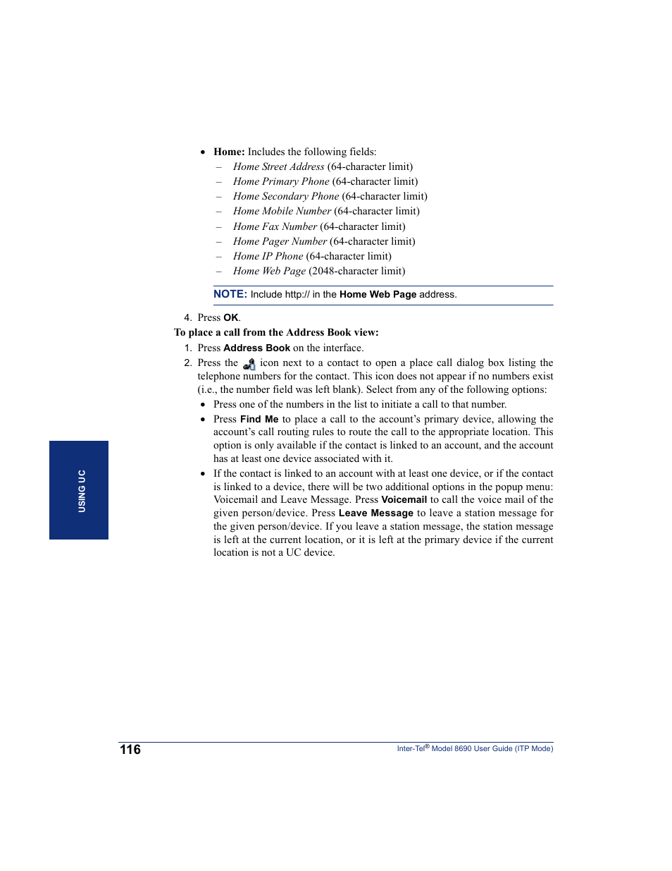 Inter-Tel ENDPOINT 8690 User Manual | Page 122 / 156