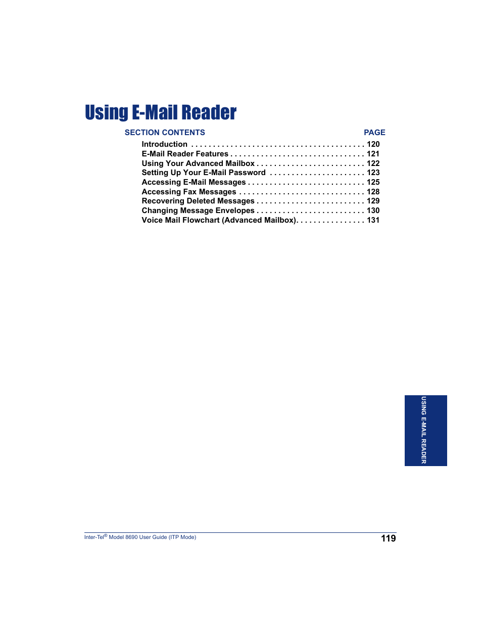 Using e-mail reader, For information an | Inter-Tel ENDPOINT 8690 User Manual | Page 125 / 156