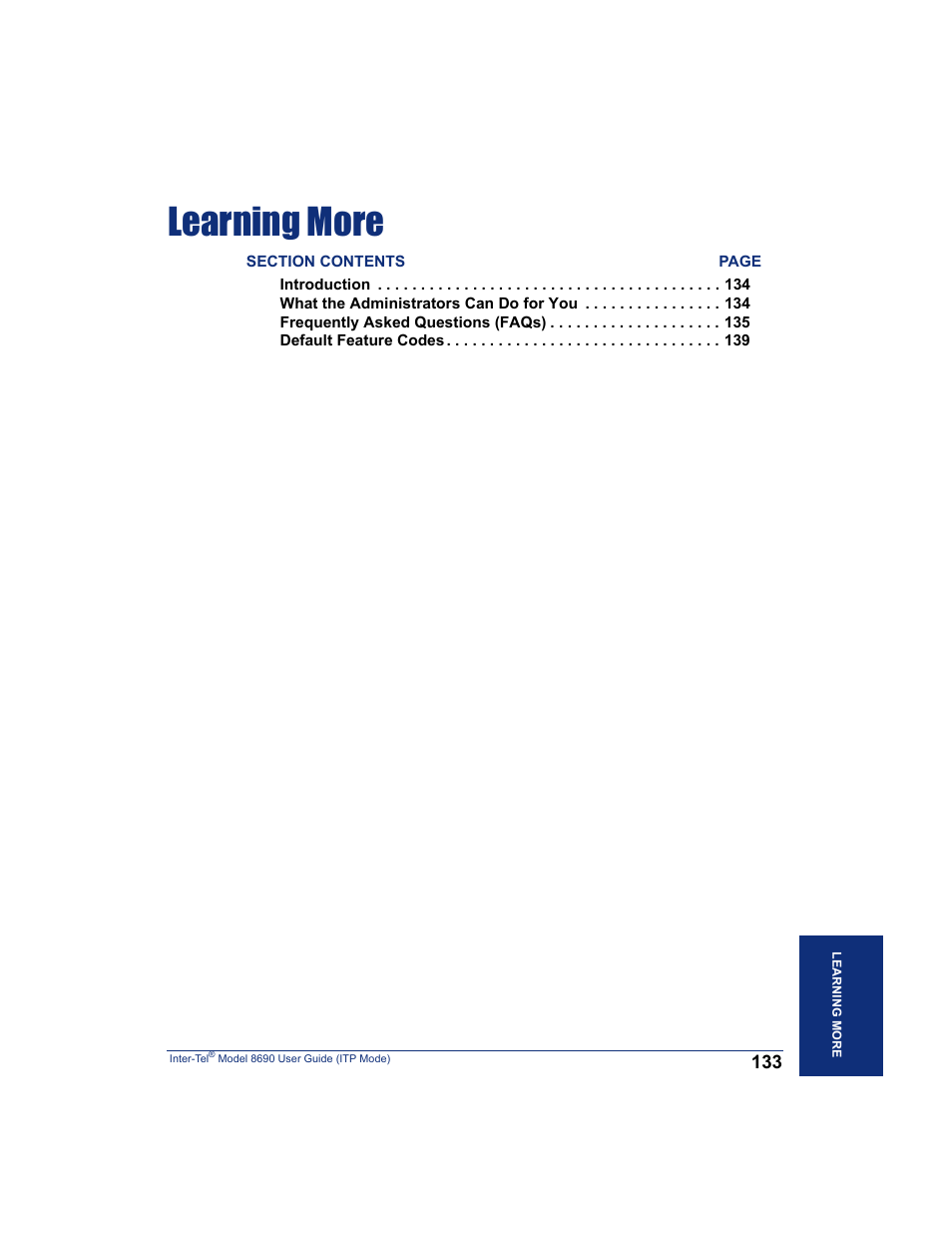 Learning more | Inter-Tel ENDPOINT 8690 User Manual | Page 139 / 156
