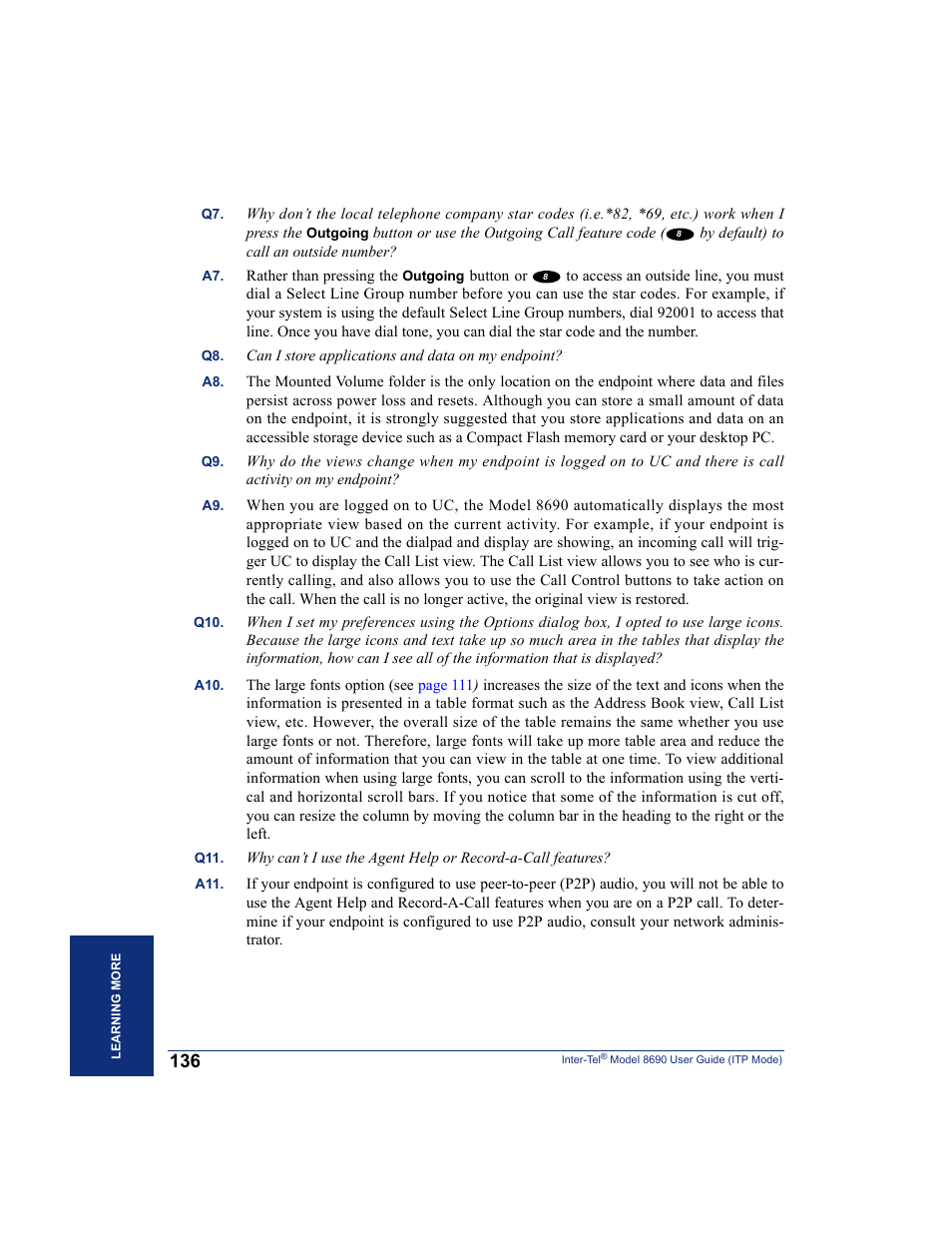 Inter-Tel ENDPOINT 8690 User Manual | Page 142 / 156