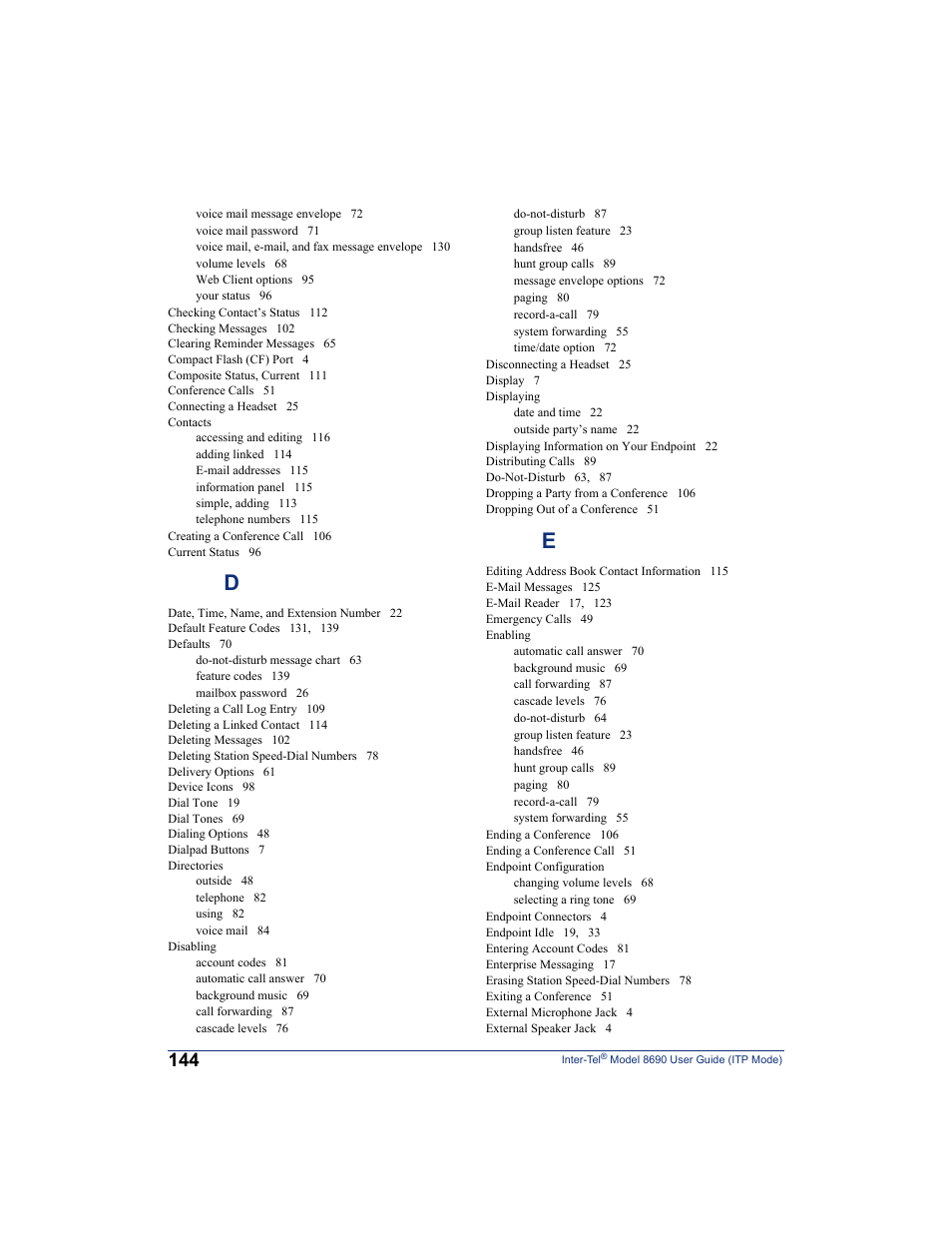 Inter-Tel ENDPOINT 8690 User Manual | Page 150 / 156