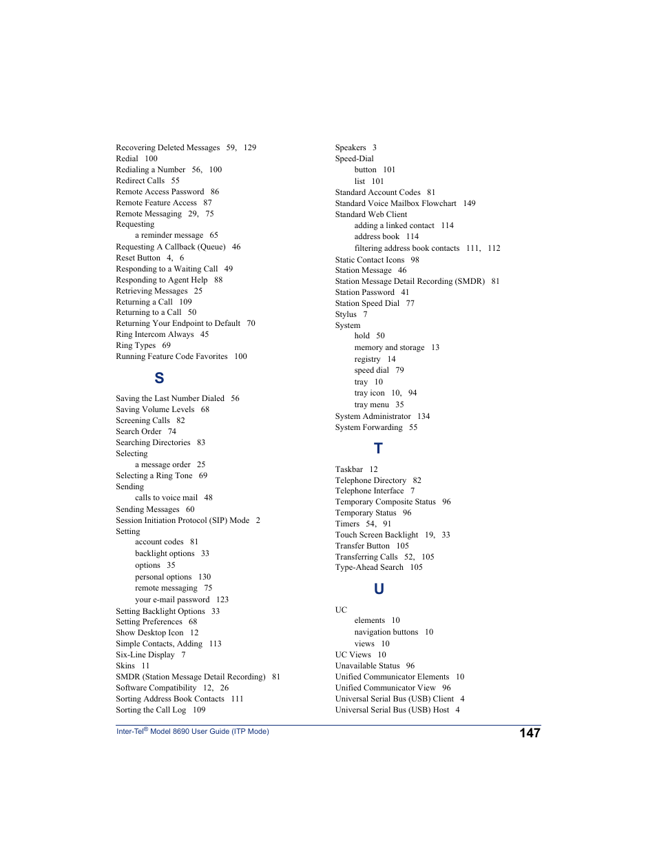 Inter-Tel ENDPOINT 8690 User Manual | Page 153 / 156