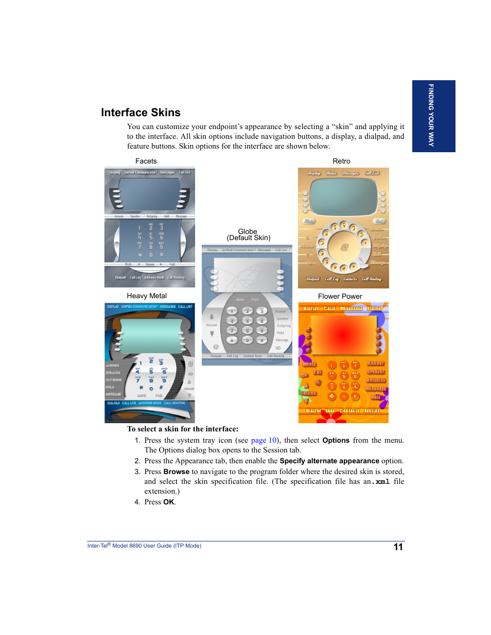 Interface skins | Inter-Tel ENDPOINT 8690 User Manual | Page 17 / 156