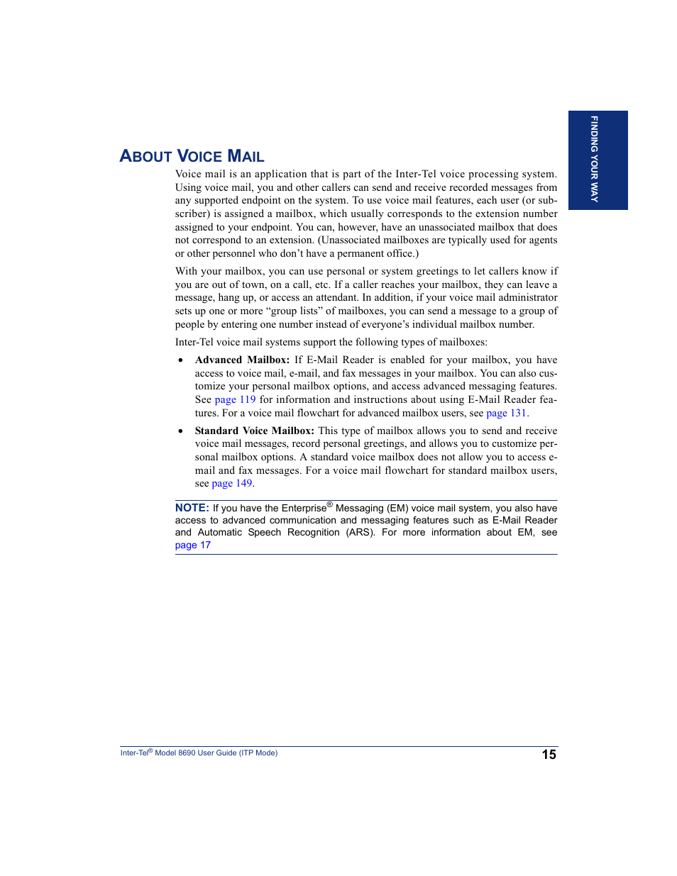 About voice mail, Bout, Oice | Inter-Tel ENDPOINT 8690 User Manual | Page 21 / 156