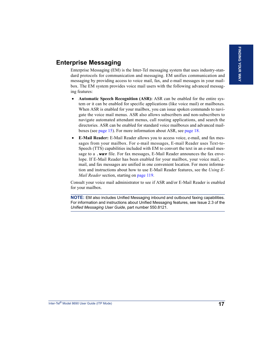 Enterprise messaging | Inter-Tel ENDPOINT 8690 User Manual | Page 23 / 156