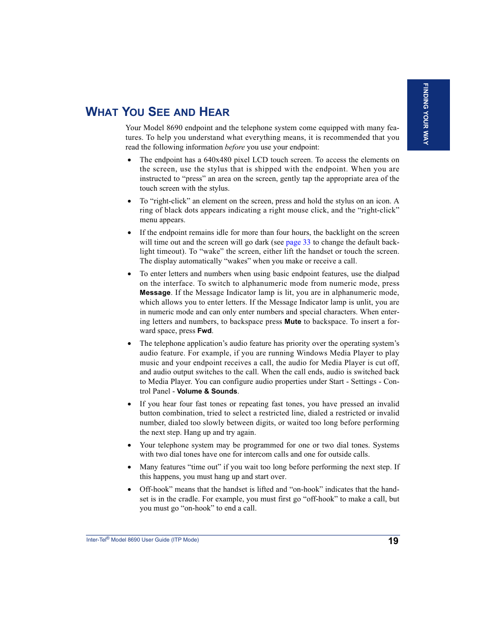 What you see and hear | Inter-Tel ENDPOINT 8690 User Manual | Page 25 / 156