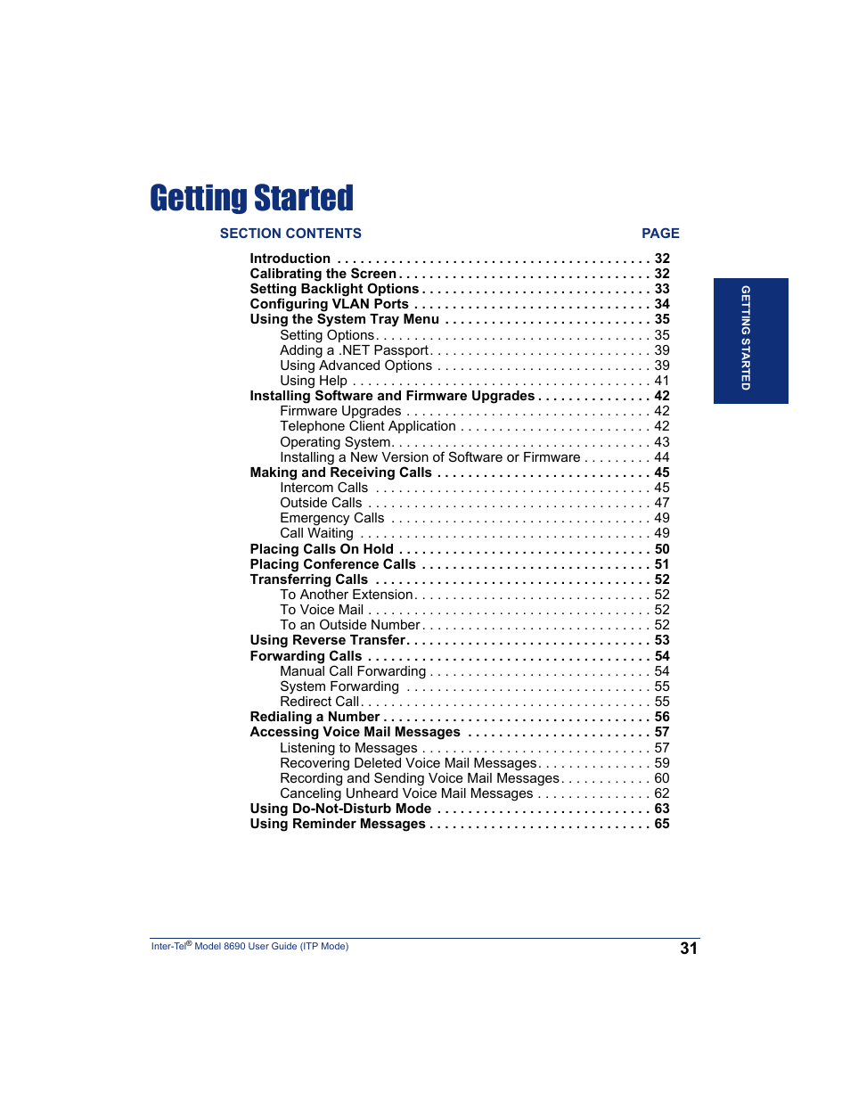 Getting started | Inter-Tel ENDPOINT 8690 User Manual | Page 37 / 156