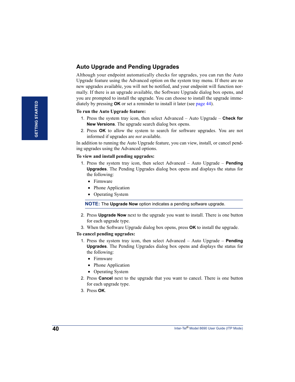 Auto upgrade and pending upgrades | Inter-Tel ENDPOINT 8690 User Manual | Page 46 / 156