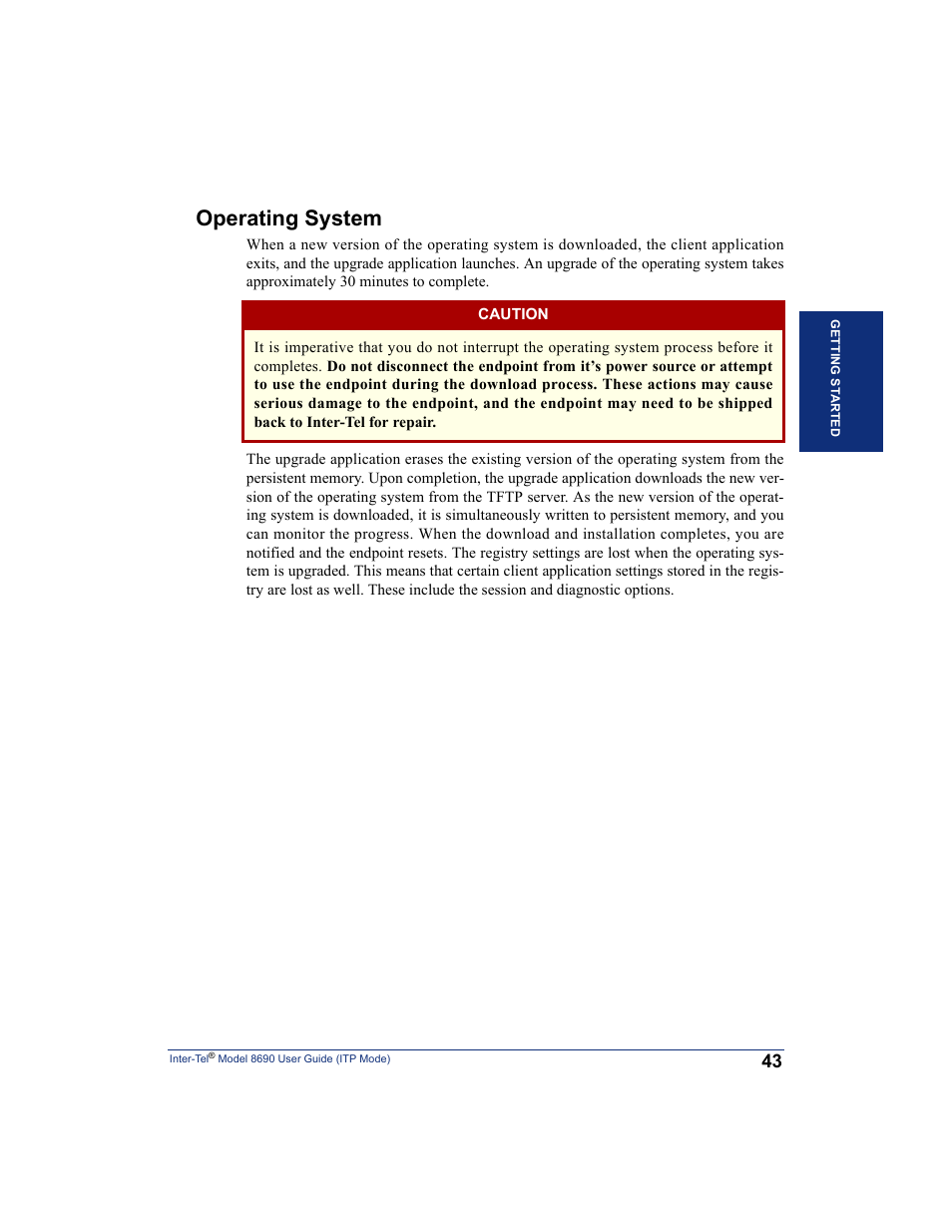 Operating system | Inter-Tel ENDPOINT 8690 User Manual | Page 49 / 156