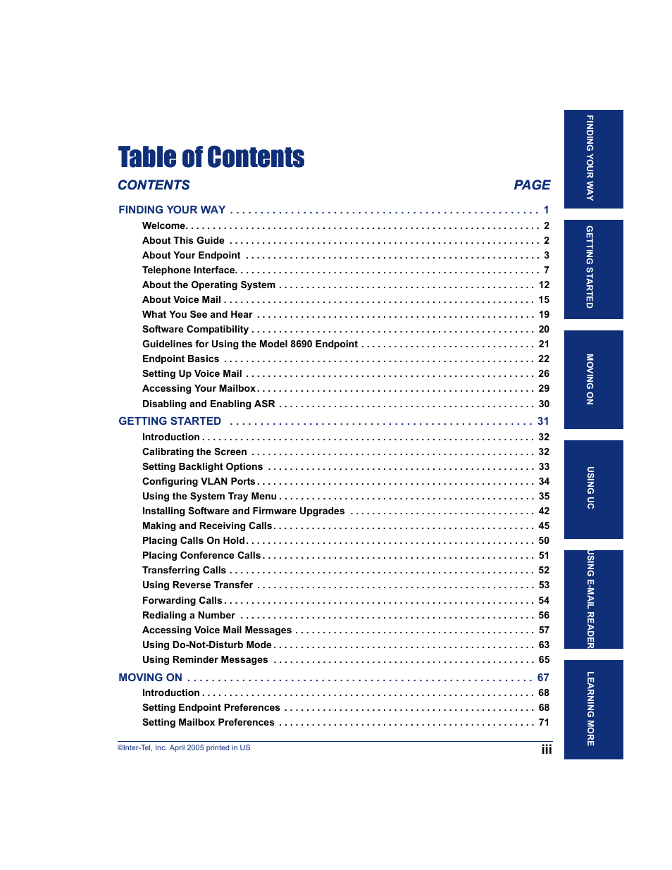 Inter-Tel ENDPOINT 8690 User Manual | Page 5 / 156