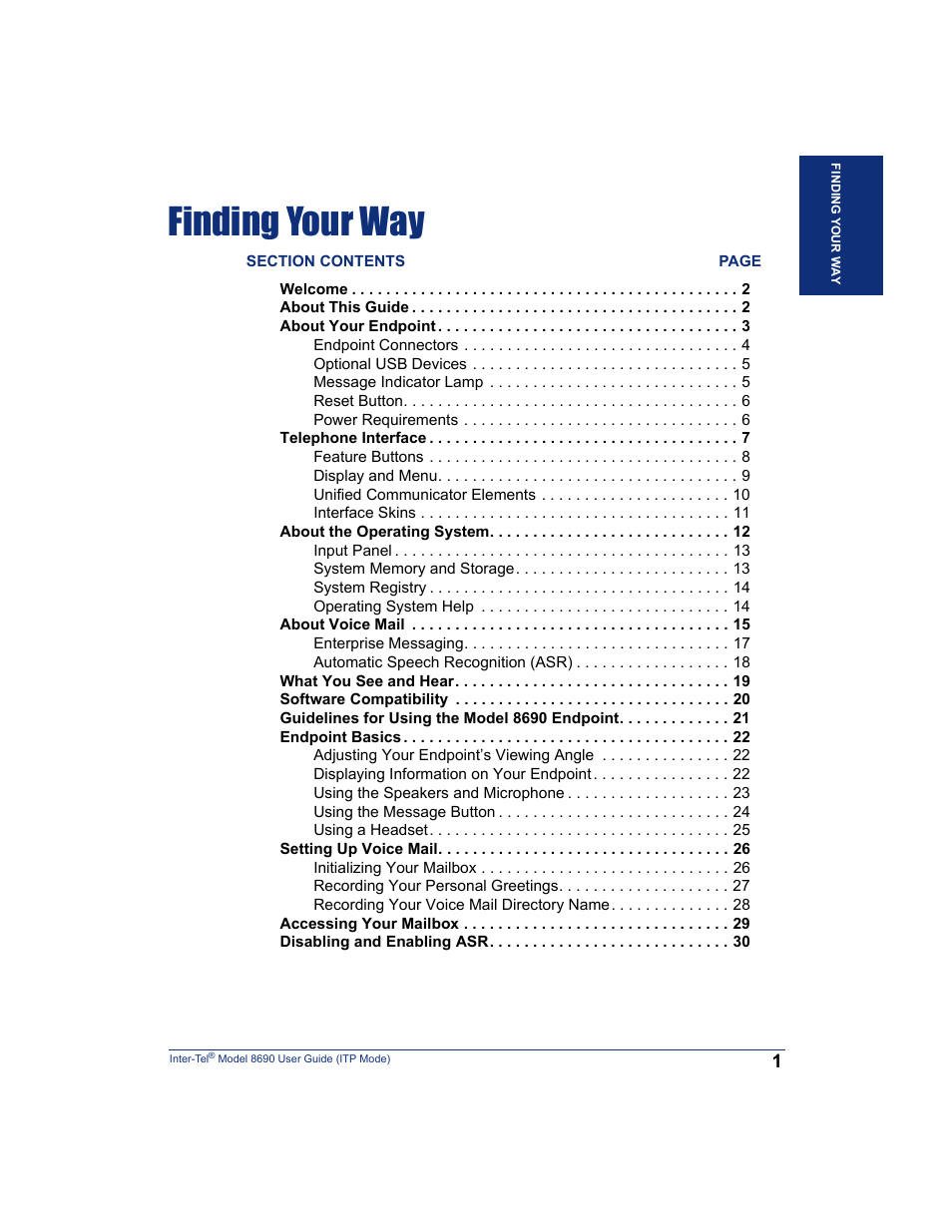 Finding your way | Inter-Tel ENDPOINT 8690 User Manual | Page 7 / 156