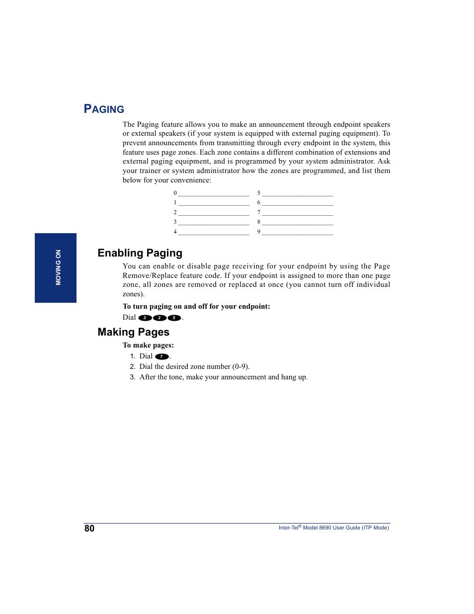 Paging, Enabling paging, Making pages | Aging | Inter-Tel ENDPOINT 8690 User Manual | Page 86 / 156