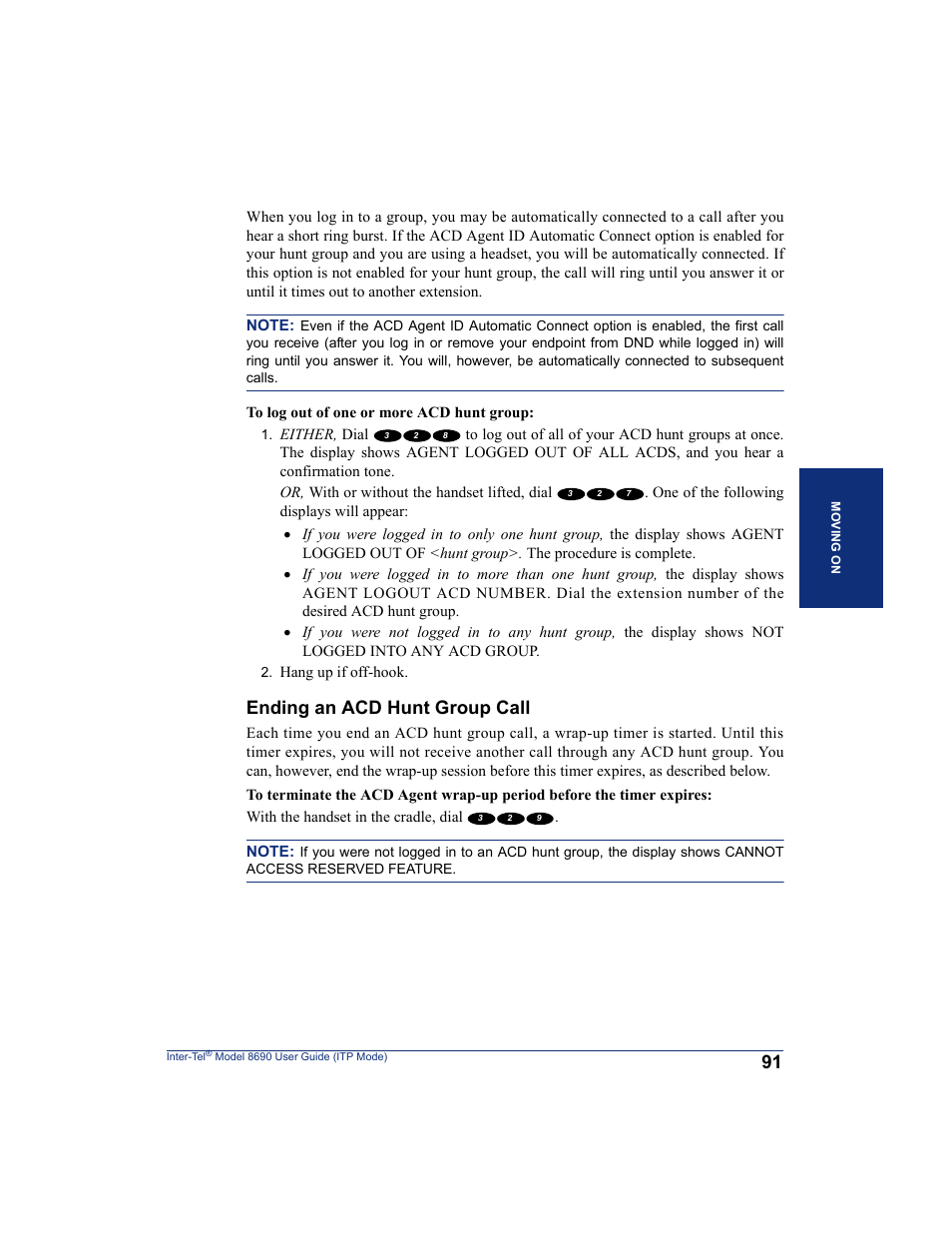 Ending an acd hunt group call | Inter-Tel ENDPOINT 8690 User Manual | Page 97 / 156