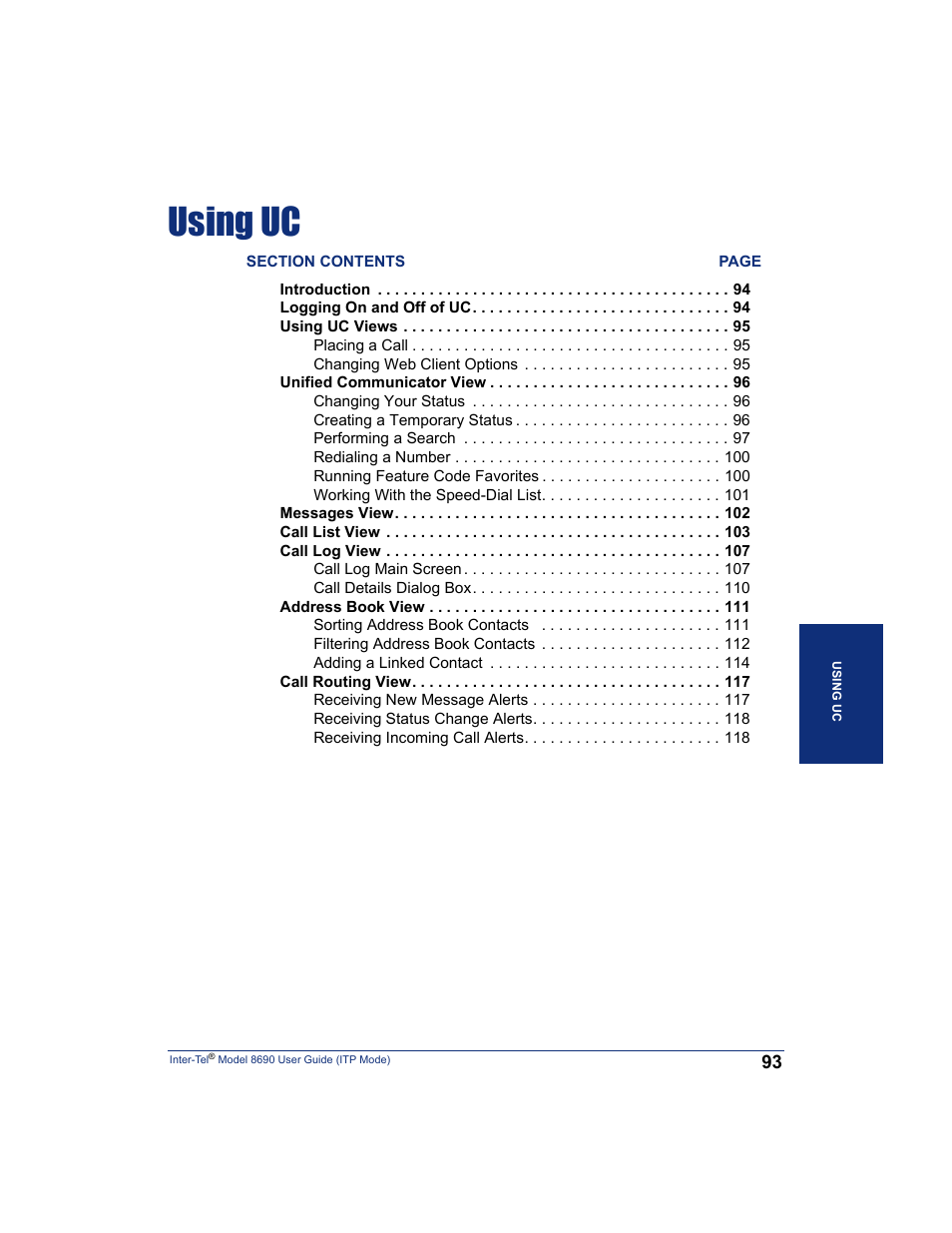 Using uc | Inter-Tel ENDPOINT 8690 User Manual | Page 99 / 156