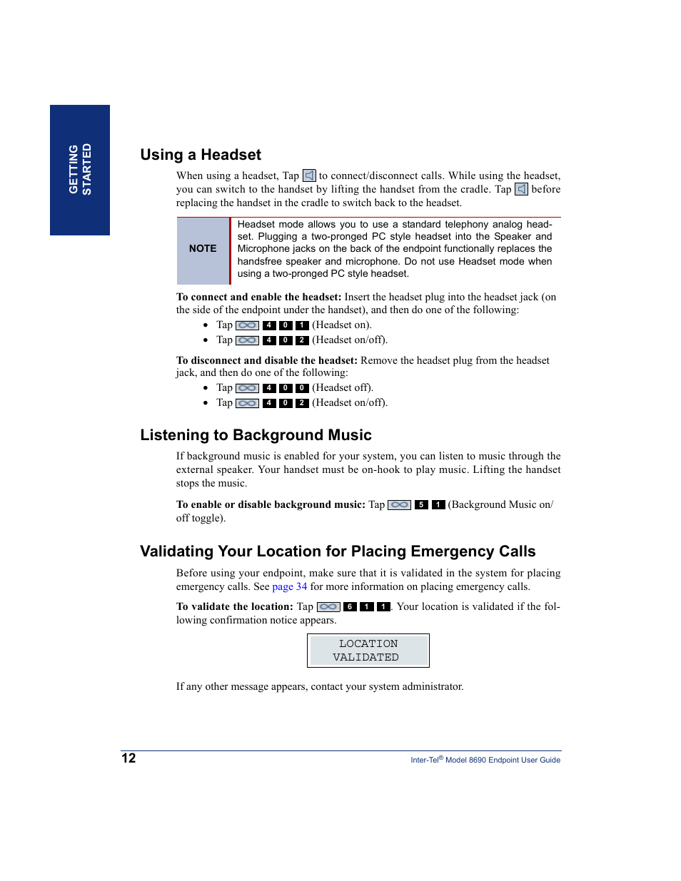 Using a headset, Listening to background music | Inter-Tel 8690 User Manual | Page 26 / 118