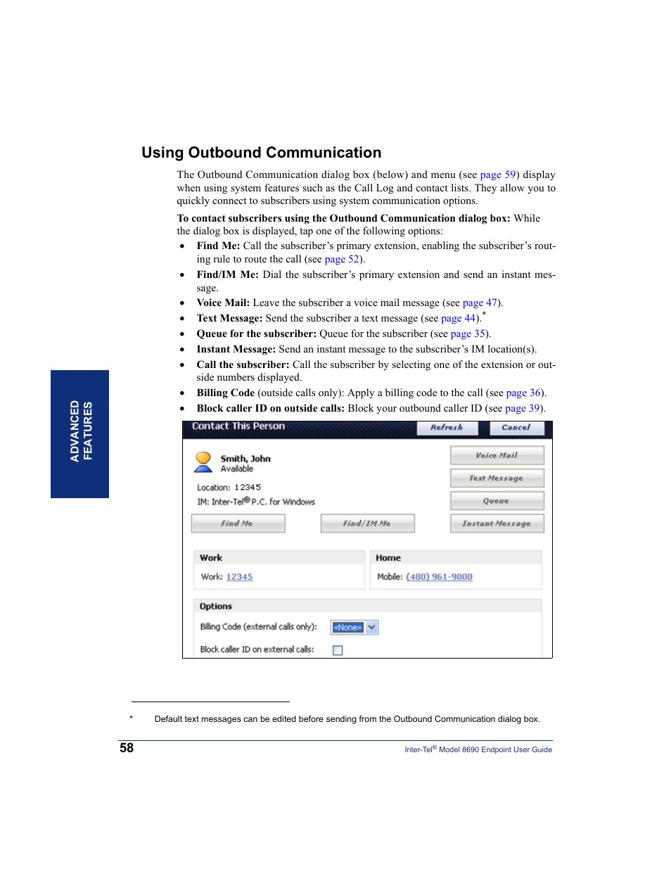 Using outbound communication | Inter-Tel 8690 User Manual | Page 72 / 118