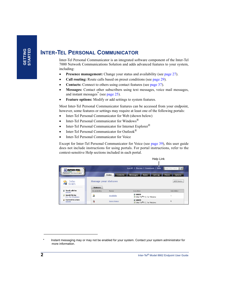 Inter-tel personal communicator, Nter, Ersonal | Ommunicator | Inter-Tel 7000 8662 User Manual | Page 16 / 90