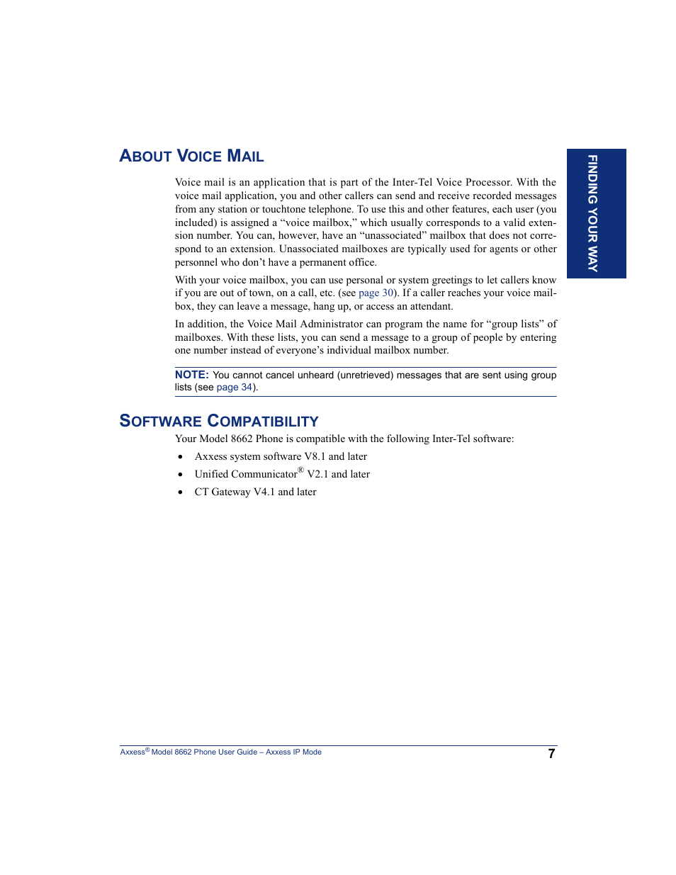 About voice mail, Software compatibility, About voice mail software compatibility | Inter-Tel AXXESS 8662 User Manual | Page 17 / 90