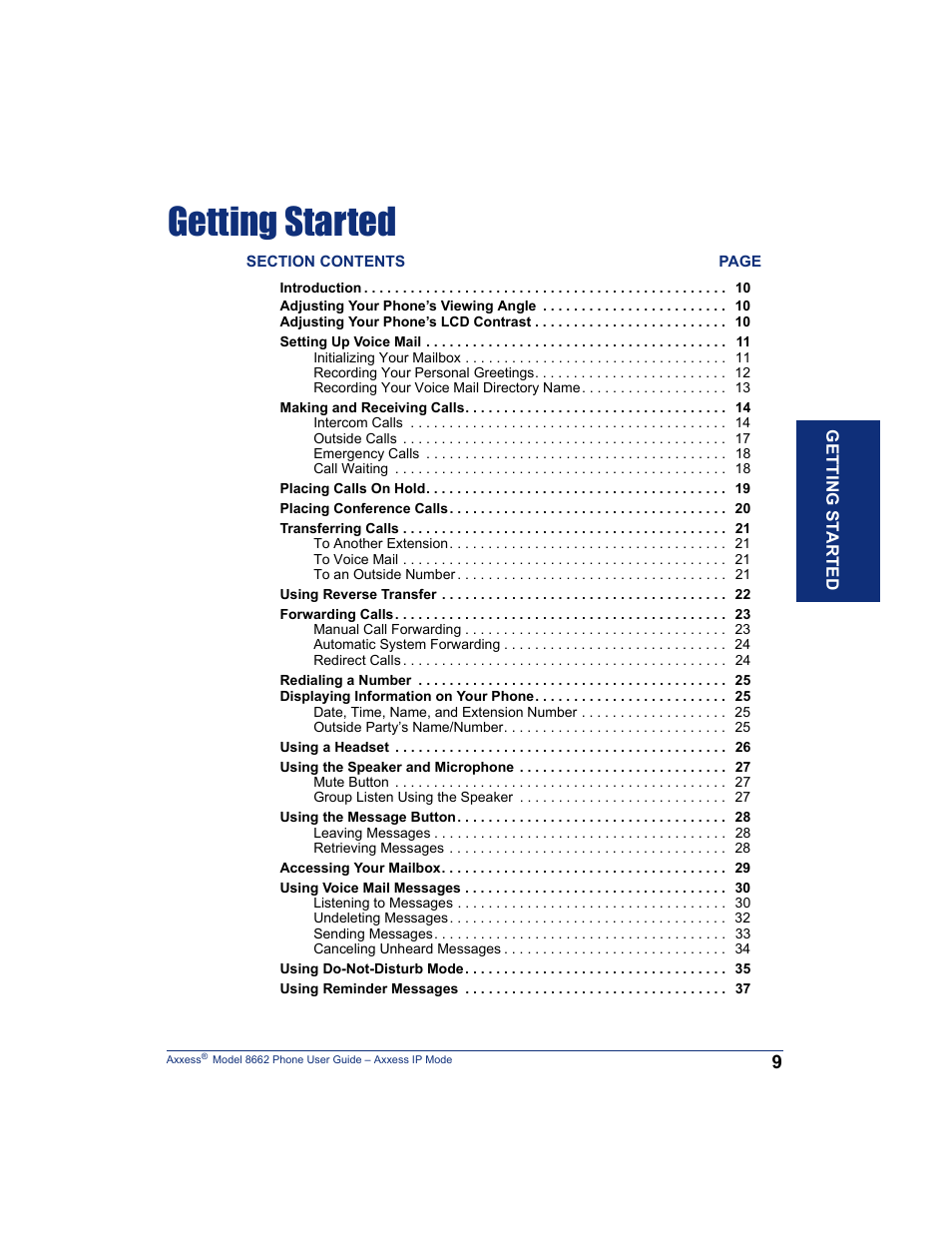 Getting started | Inter-Tel AXXESS 8662 User Manual | Page 19 / 90
