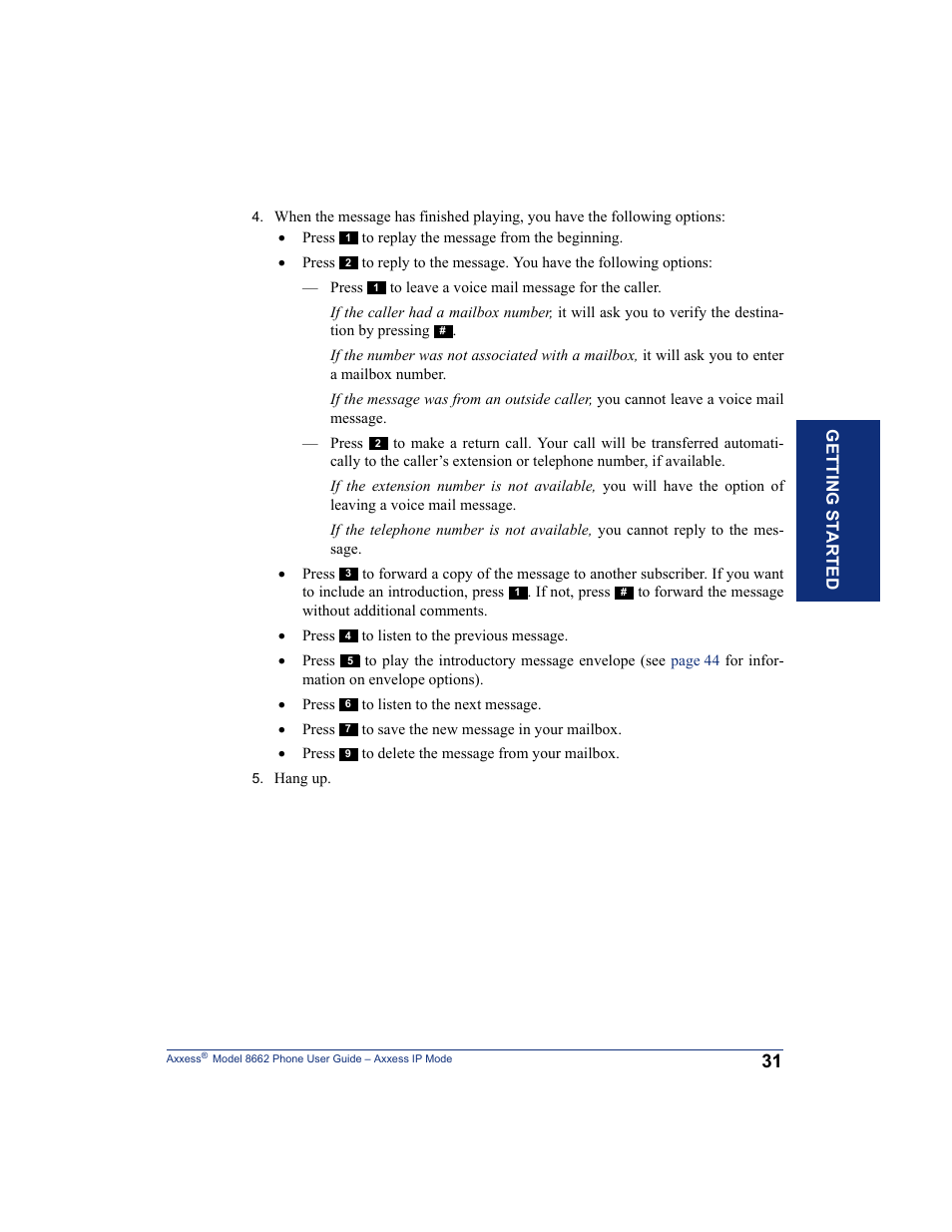 Getting s t ar te d | Inter-Tel AXXESS 8662 User Manual | Page 41 / 90