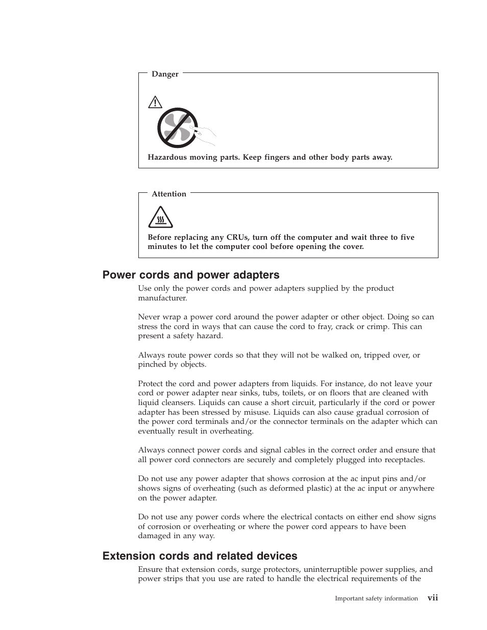 Power cords and power adapters, Extension cords and related devices, Power | Cords, Adapters, Extension, Related, Devices | IBM Partner Pavilion 8124 User Manual | Page 9 / 64