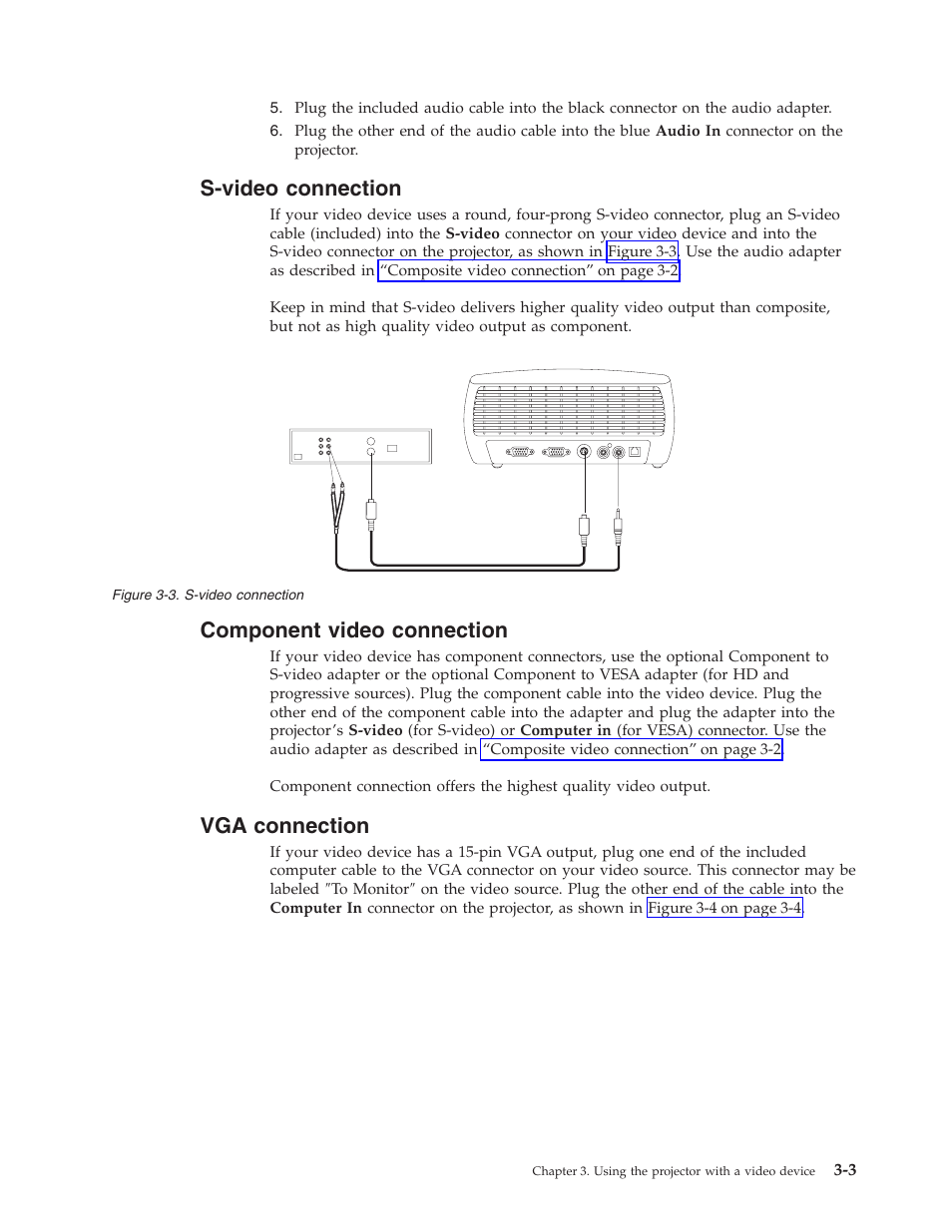 S-video connection, Component video connection, Vga connection | IBM Partner Pavilion iLV300 User Manual | Page 23 / 74