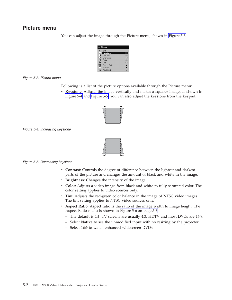 Picture menu, Picture menu” on | IBM Partner Pavilion iLV300 User Manual | Page 36 / 74