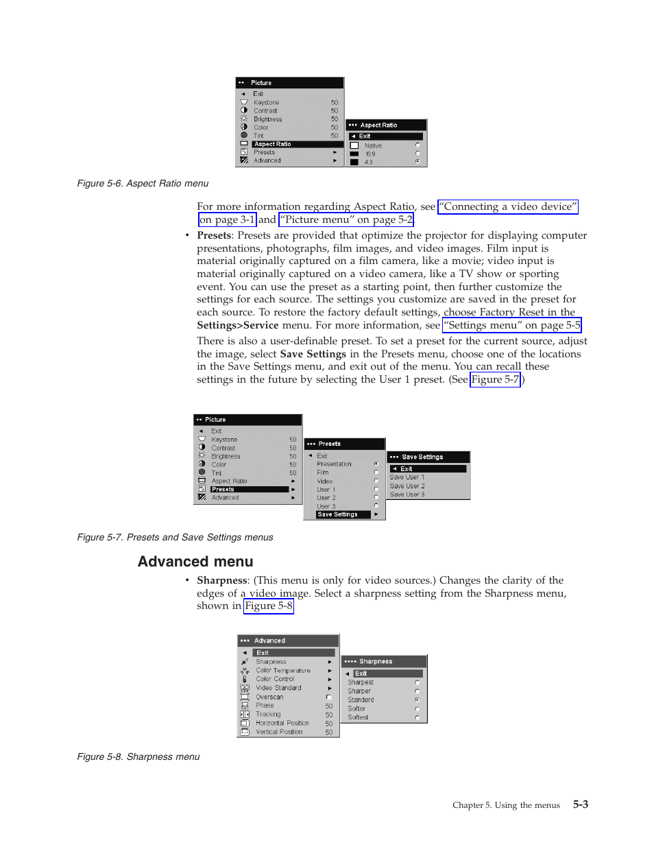 Advanced menu | IBM Partner Pavilion iLV300 User Manual | Page 37 / 74