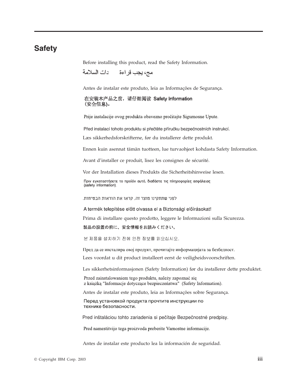 Safety | IBM Partner Pavilion iLV300 User Manual | Page 5 / 74
