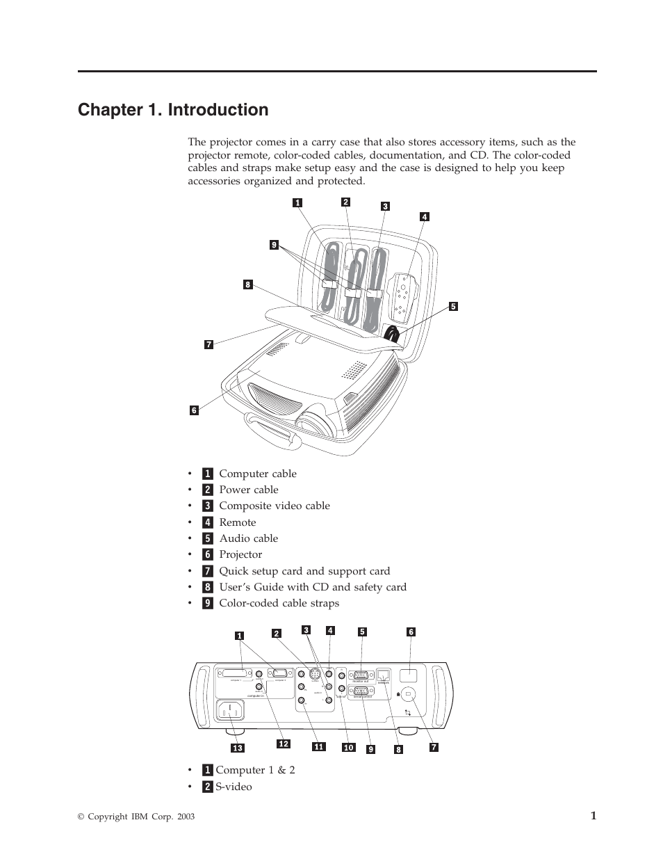 Chapter 1. introduction, V1 computer 1 & 2 v 2 s-video | IBM Partner Pavilion iLC300 User Manual | Page 11 / 62