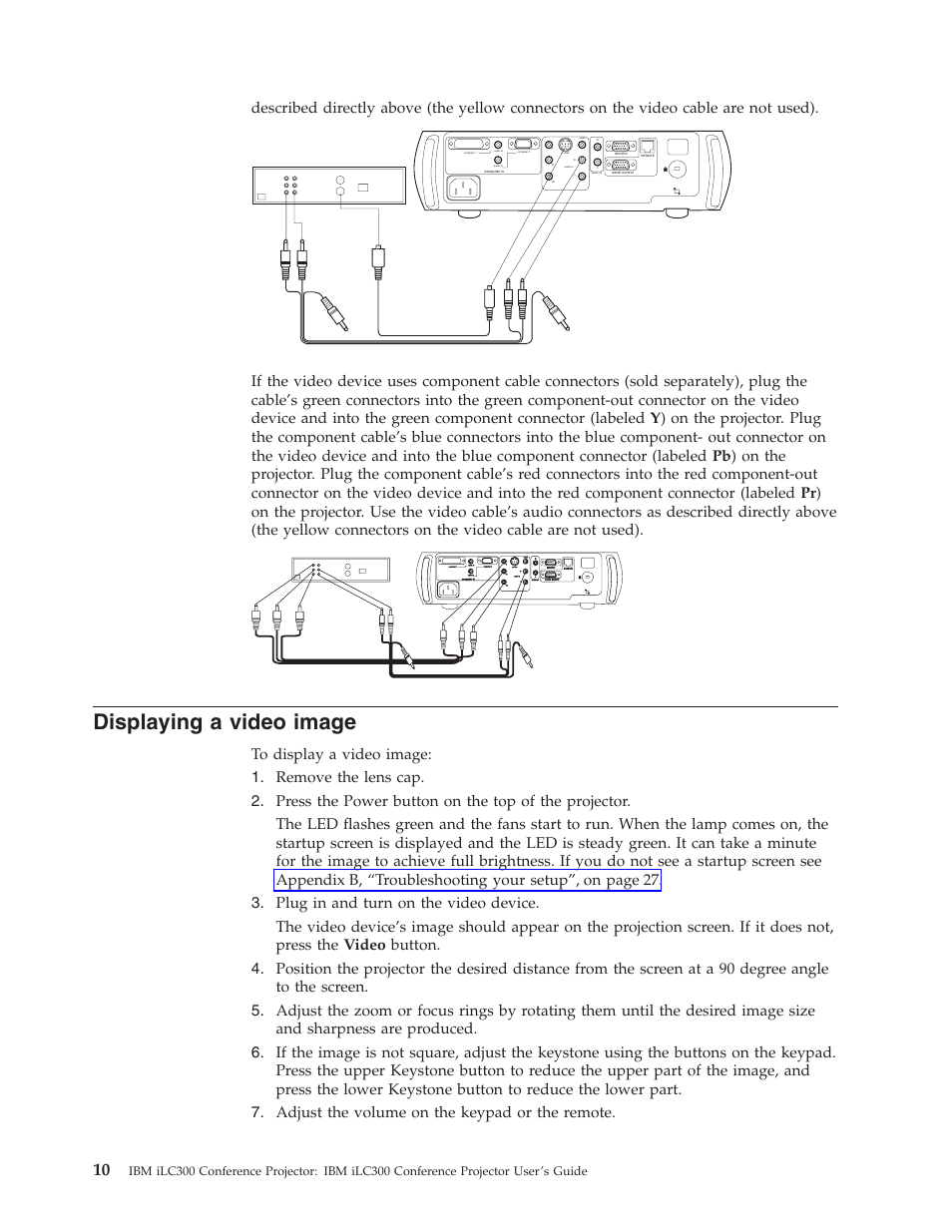 Displaying a video image, Computer 1 computer 2 video, Audio in | IBM Partner Pavilion iLC300 User Manual | Page 20 / 62