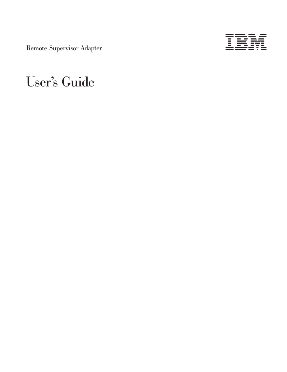 IBM Partner Pavilion Remote Supervisor Adapter User Manual | 124 pages