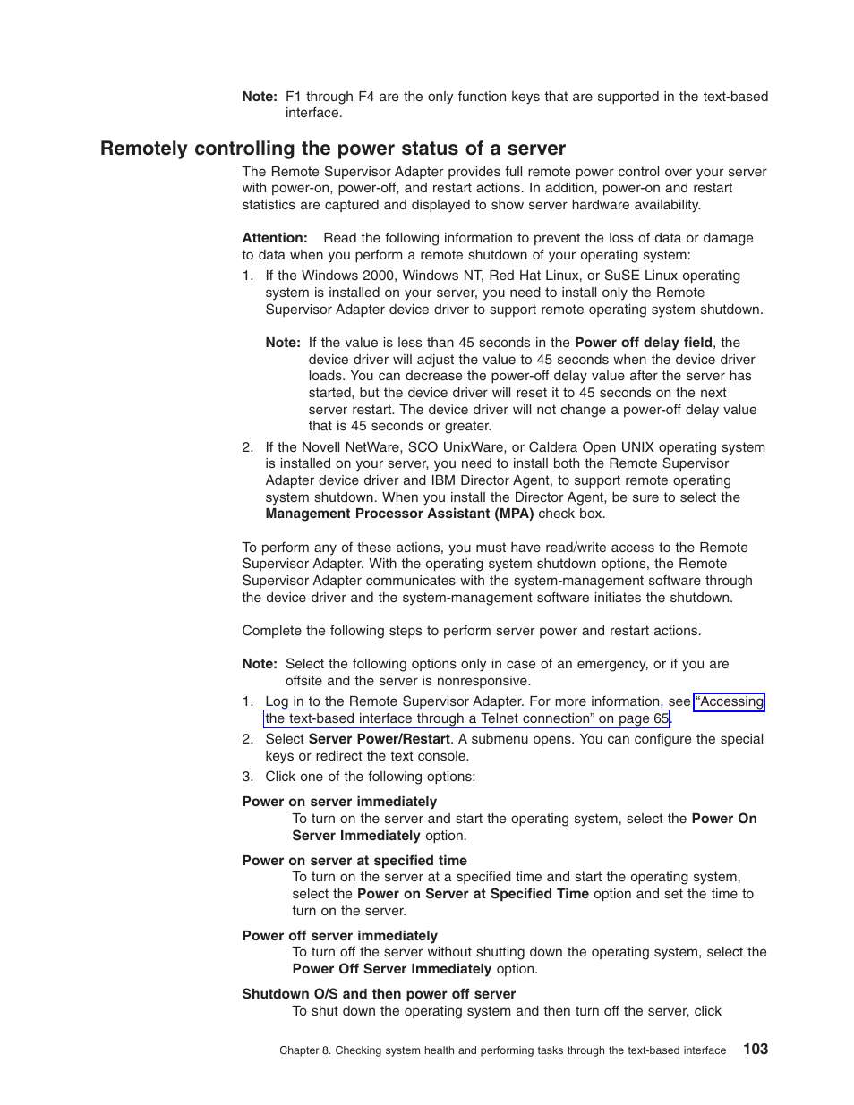 Remotely controlling the power status of a server | IBM Partner Pavilion Remote Supervisor Adapter User Manual | Page 109 / 124