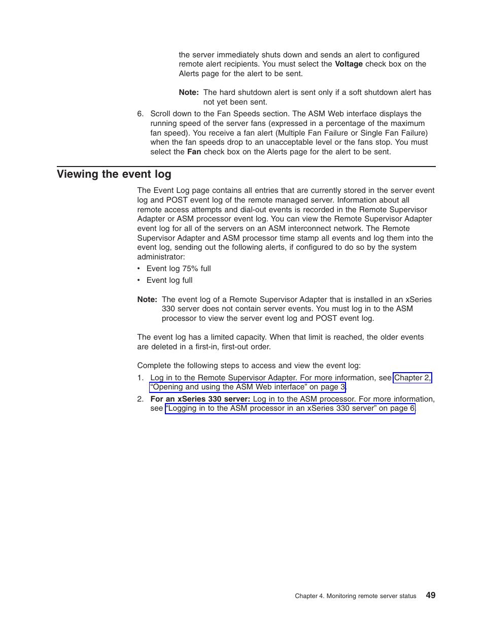 Viewing the event log | IBM Partner Pavilion Remote Supervisor Adapter User Manual | Page 55 / 124