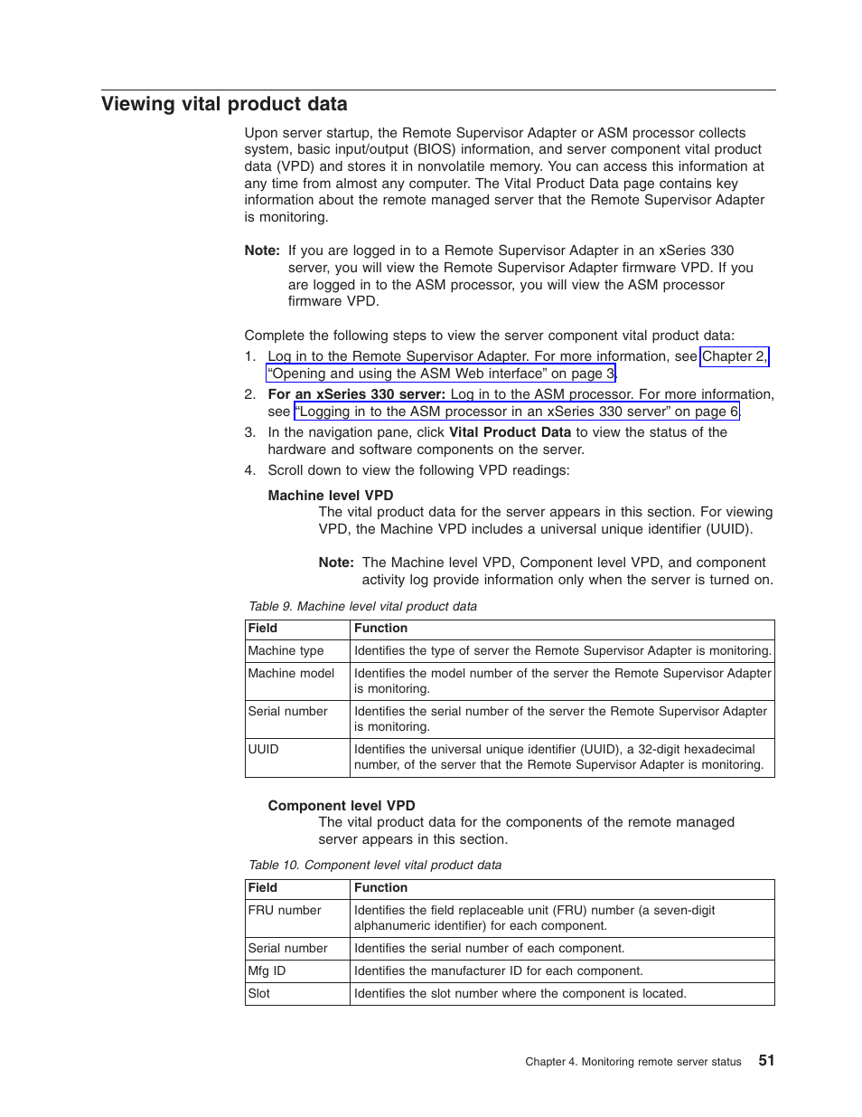 Viewing vital product data | IBM Partner Pavilion Remote Supervisor Adapter User Manual | Page 57 / 124