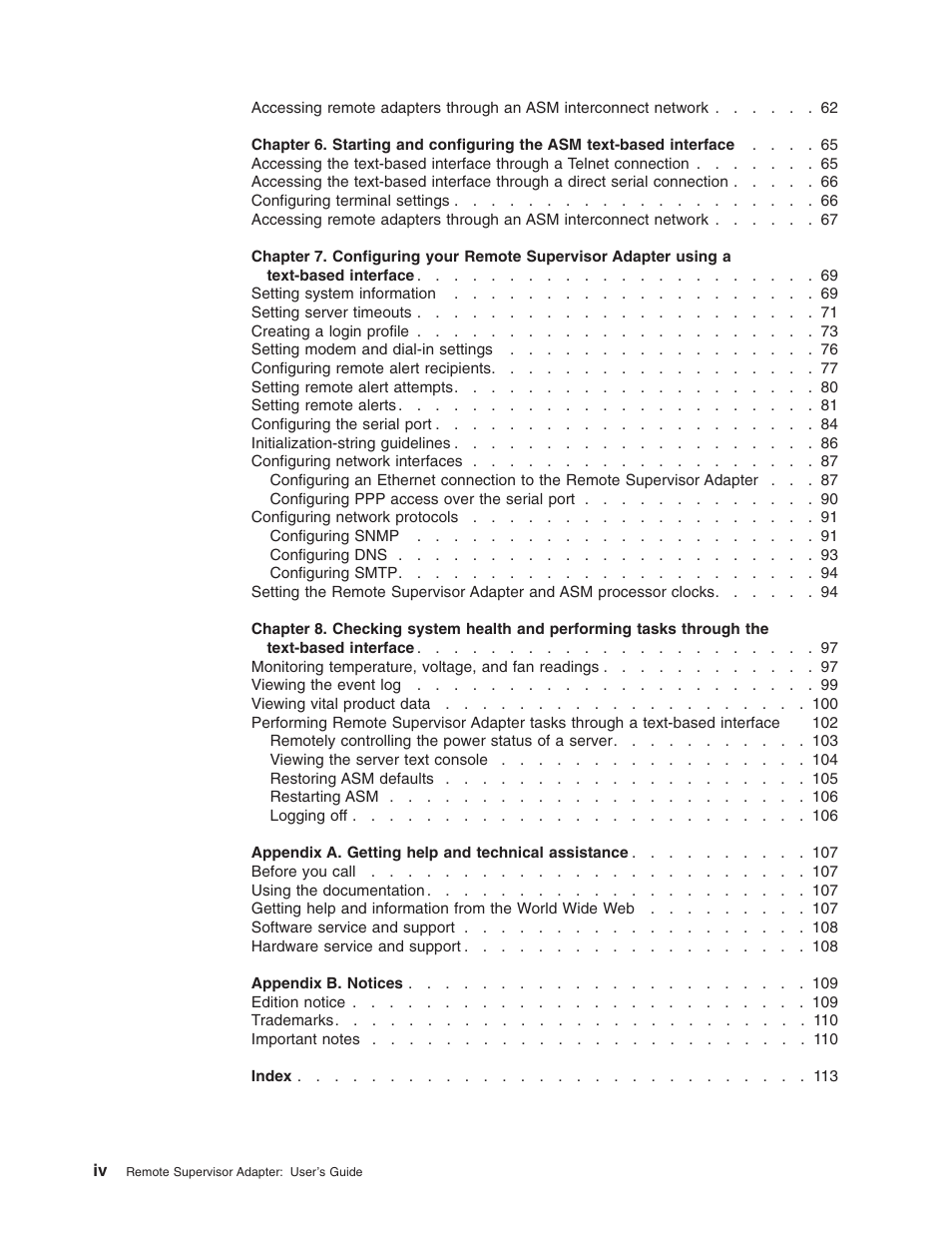 IBM Partner Pavilion Remote Supervisor Adapter User Manual | Page 6 / 124