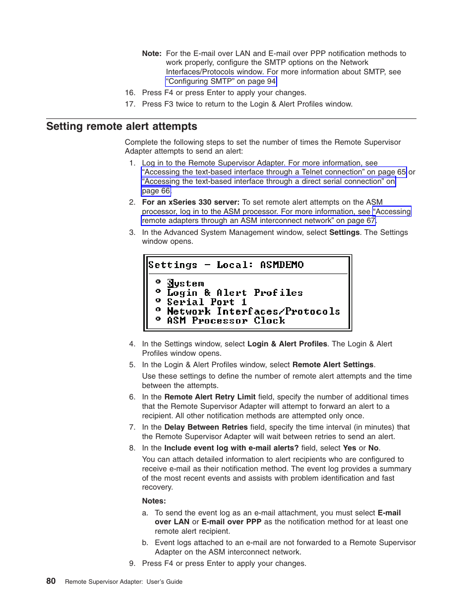 Setting remote alert attempts | IBM Partner Pavilion Remote Supervisor Adapter User Manual | Page 86 / 124