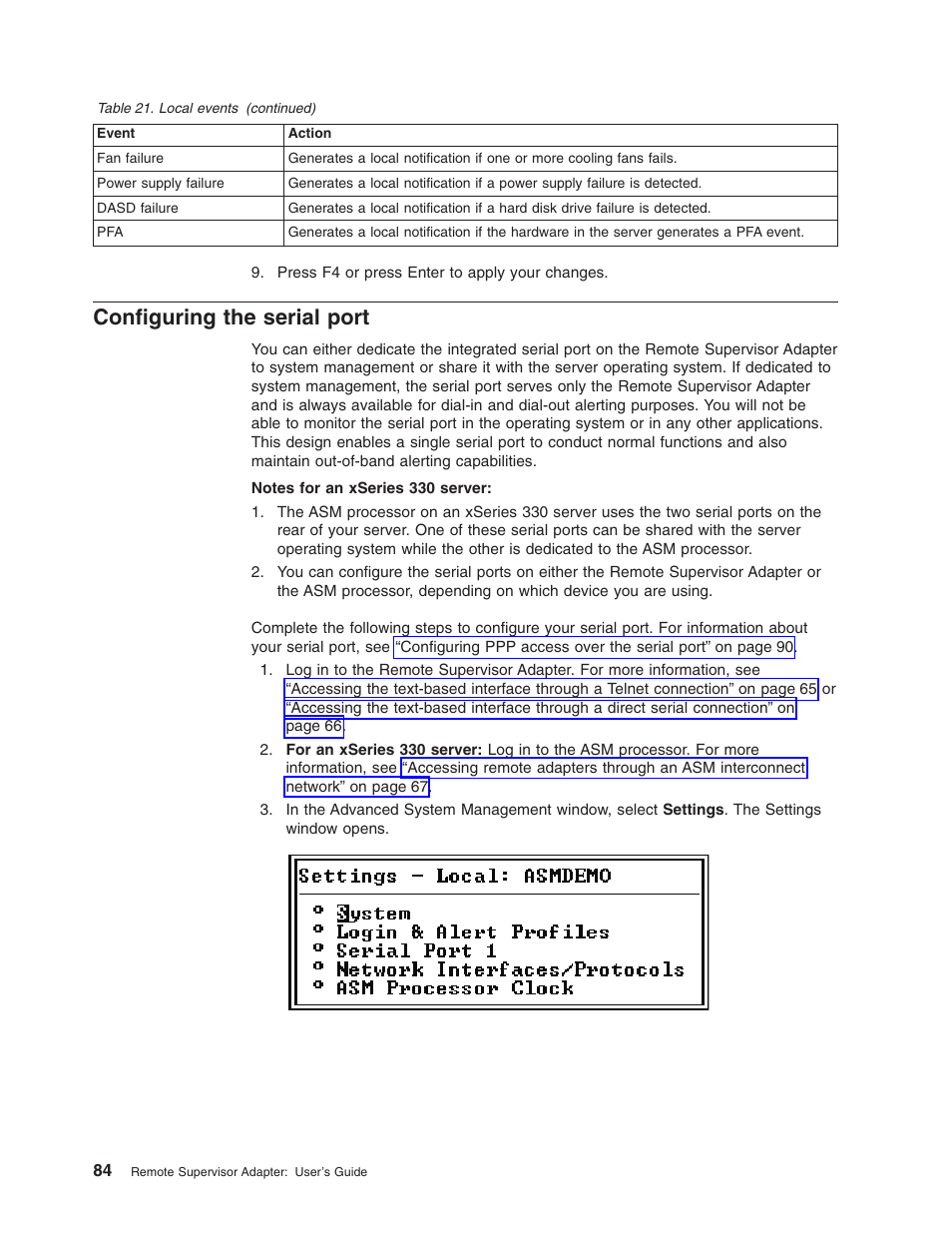 Configuring the serial port | IBM Partner Pavilion Remote Supervisor Adapter User Manual | Page 90 / 124