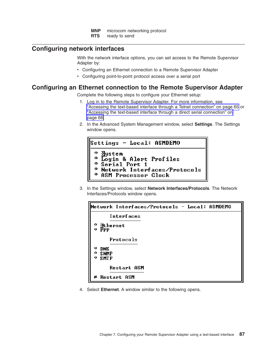 Configuring network interfaces | IBM Partner Pavilion Remote Supervisor Adapter User Manual | Page 93 / 124