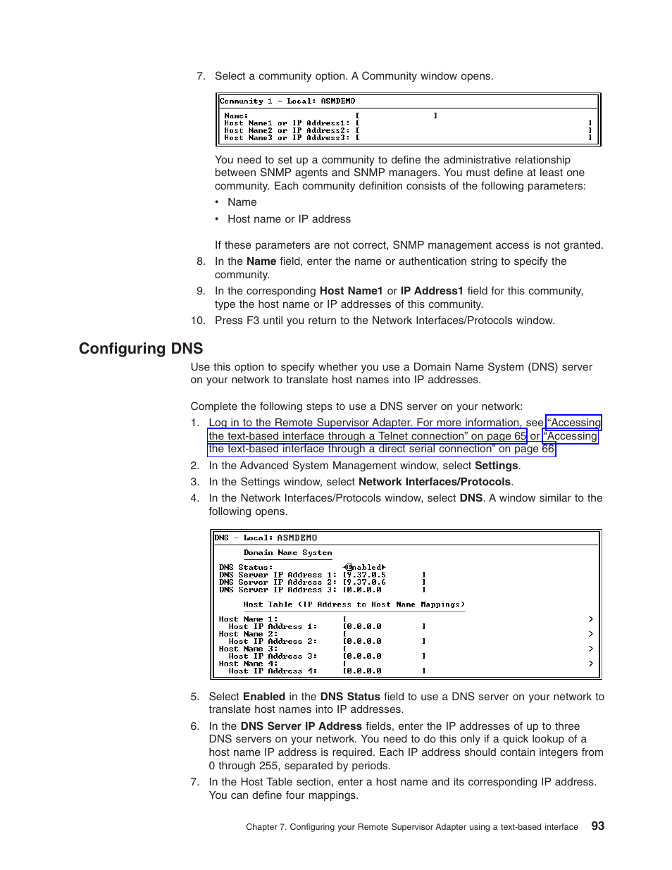 Configuring dns | IBM Partner Pavilion Remote Supervisor Adapter User Manual | Page 99 / 124